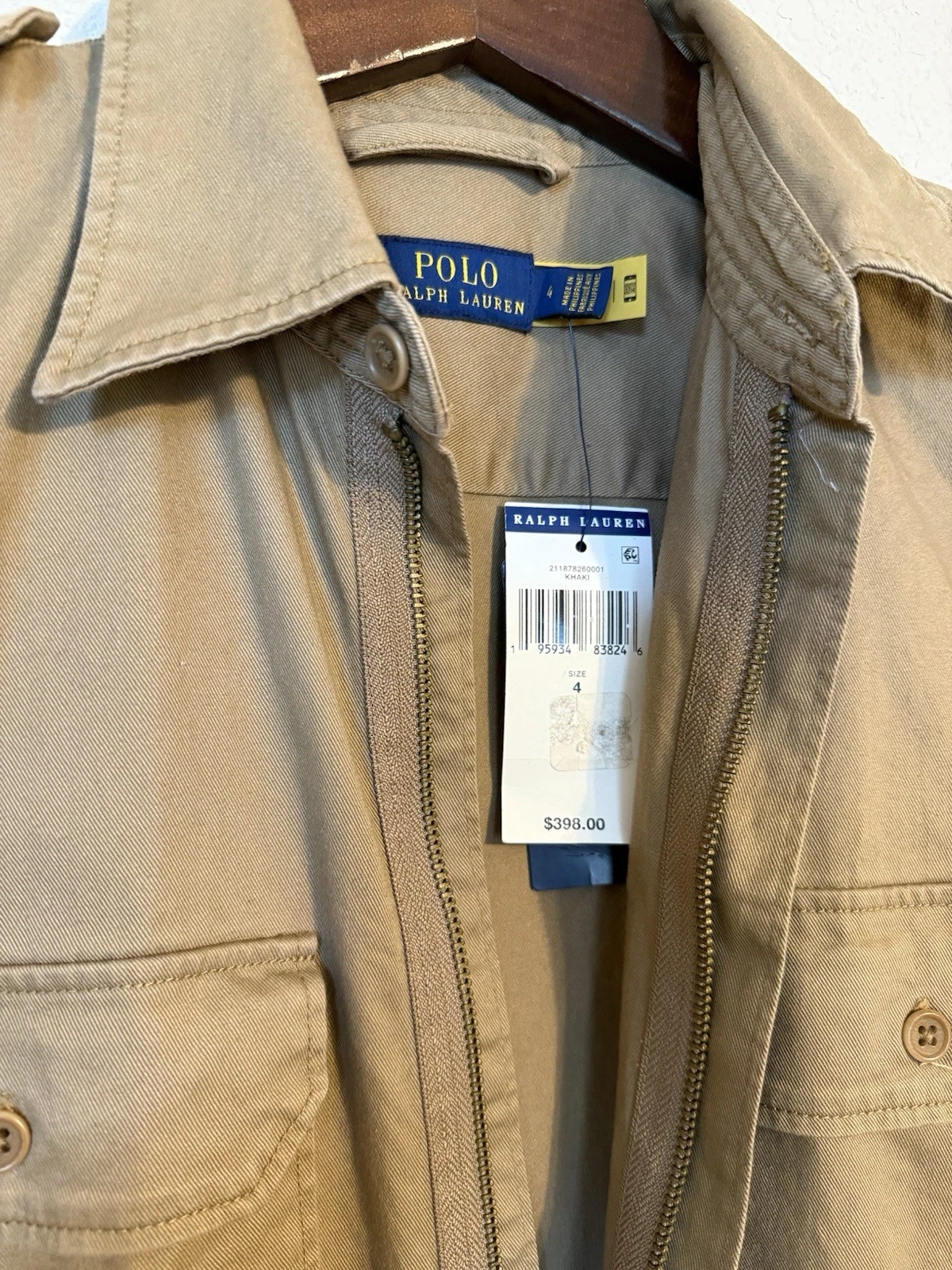 Polo Ralph Lauren Twill Safari Coveralls Utility Jumpsuit Beige Women’s Sz 4 NWT