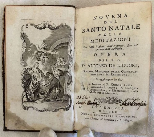 ALFONSO DE LIGUORI NOVENA DEL SANTO NATALE 1760 REMONDINI 2 ENGRAVINGS CHRISTMAS