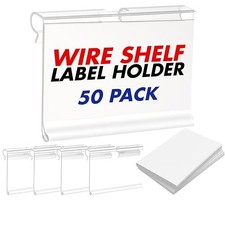50 Pack Reusable Plastic Wire Shelf Label Holder, for Pantry Retail