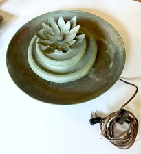 Vintage 1960's Tabletop Green Metal Flower Lotus Fountain MCM Mid Century Decor