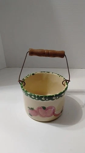 Vintage 2000 Small Alpine Crock W/handle From Roseville Ohio 4" x 7"