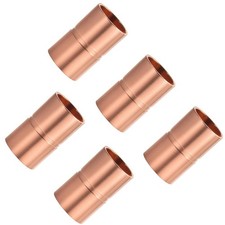 5 Pcs 3/8 Inch Copper Pipe Coupling Fittings with Stop, C x C Sweat Connectio...