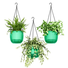 Bamworld 3 Pack Self Watering Hanging Planters Flower Pots 6.5in Hanging Basket