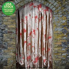 4 Pcs Bloody Halloween Door Curtains 39X65 Inch Polyester Spooky Decor Set