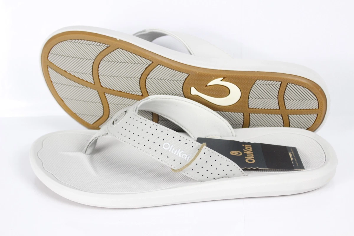 Olukai Mens HALU\'A Gray White Open Toe Slip On Flip Flop Sandals Size US 12 Amazon.com | OLUKAI Komo Men main image 4