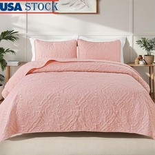 Boho Damask Quilt Set Queen Size Lightweight Reversible Bedding W/ Pillow Shams
