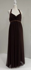 Brown Vintage Style Beaded Halter Maxi Dress Size 10, Fall/Winter Formal