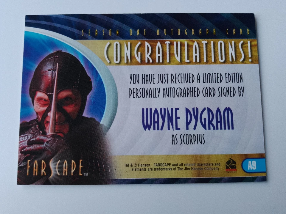 Wayne Pygram Rittenhouse Farscape Season 1 Autograph A9 Scorpius - Image 2 of 4