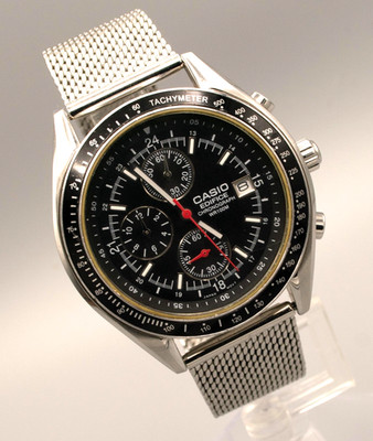 Casio Edifice EF-503 Chronograph Black Dial Tachymeter 100M 41mm Quartz Watch