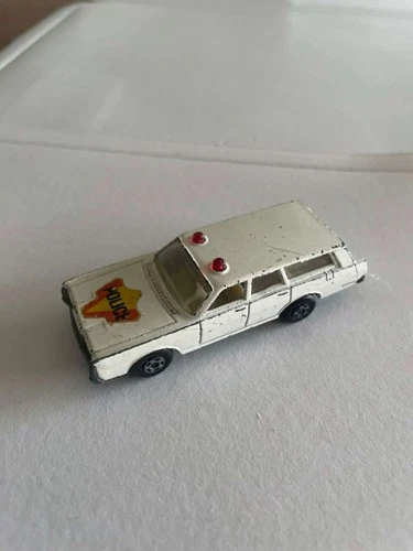 Matchbox Lesney Superfast MB55E Mercury Police Car 1971 White Vintage Diecast