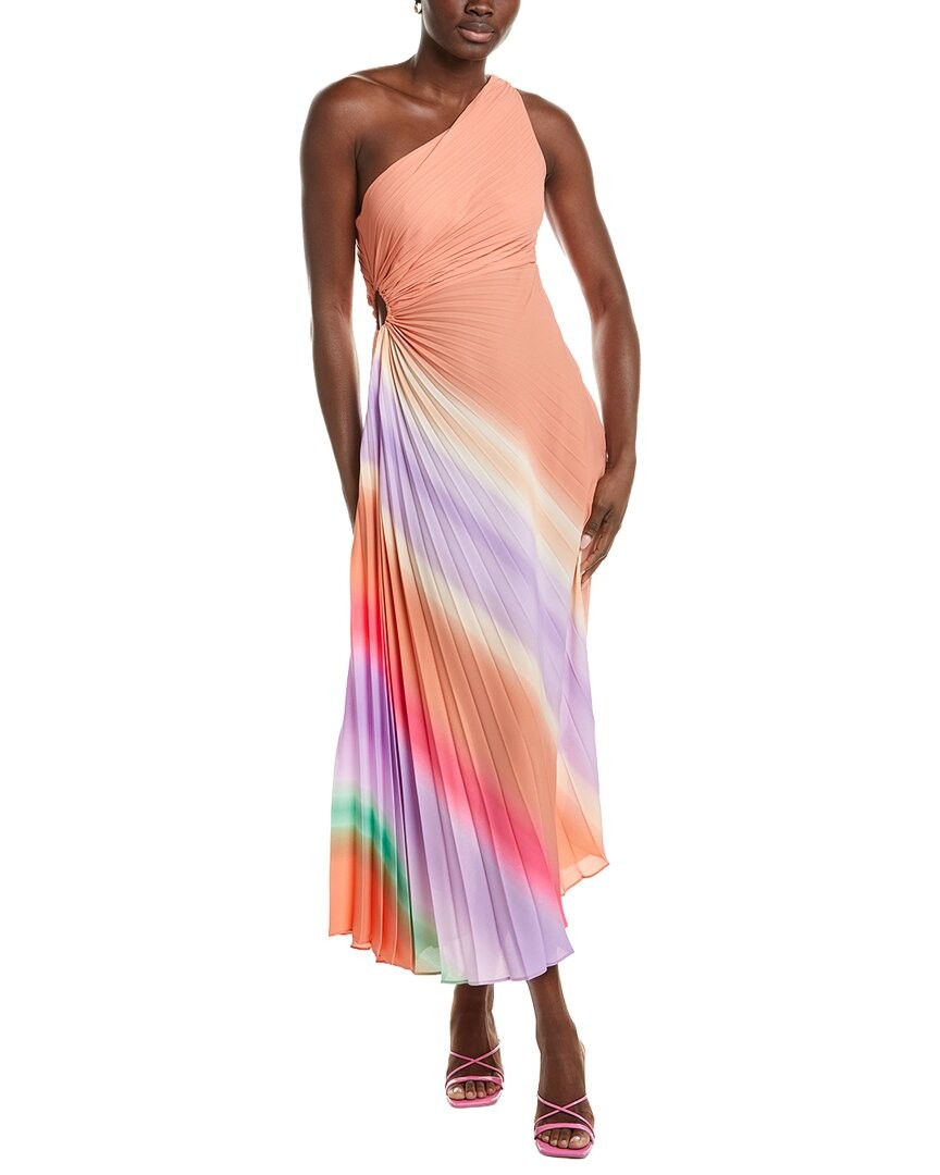 knee length dresses for ladies Zora One Shoulder Pleated Midi Dress main image 1