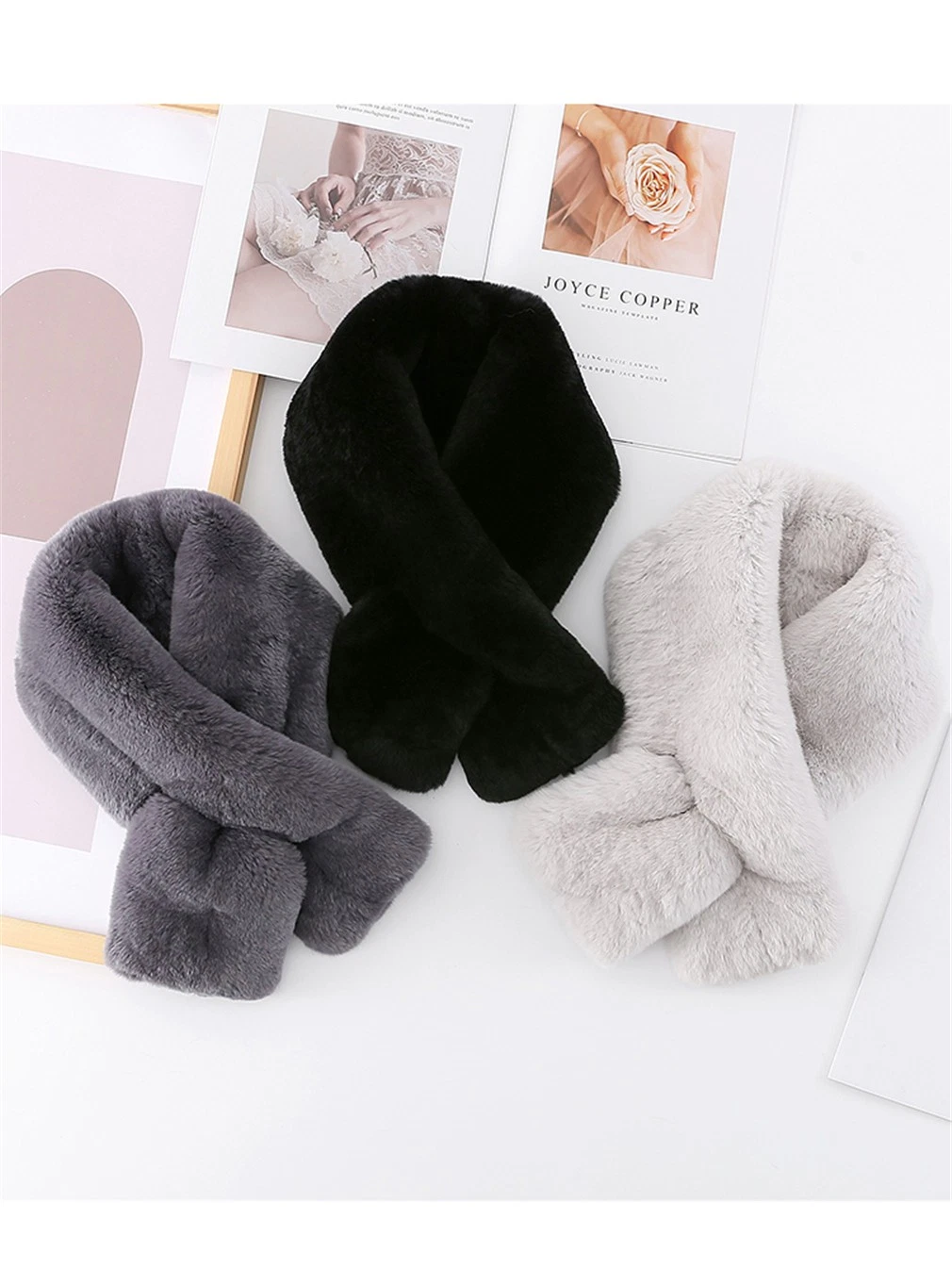 Men's Real Rabbit Fur Scarf Thicken Winter Warm Neck Wrap Collar Size 85x12cm