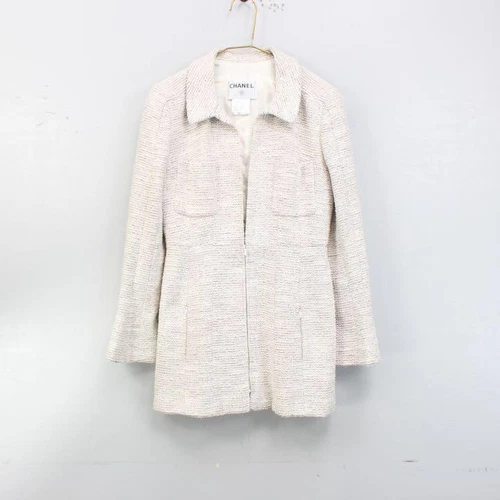 Cappotto tweed mezza zip Chanel usatoa ta 38orio avoriozza lu 71