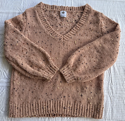Like Love Women’s sweater Size Small Earthy Tan Tones &accents Soft Knit