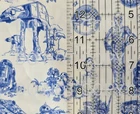 Custom Cotton Woven Fabric Star Wars Blue White Toile By the 1/4 Yard 9x56