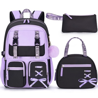 Backpack for Girls 3 PCS Waterproof Girls Backpack with Lunch Box & Pencil Ca...