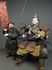 JAPANESE ANTIQUE DAIMYO SAMURAI MUSHA NINGYO DOLL KIMONO SERVANT FLAG EBOSHI NR