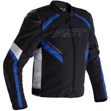 RST Sabre Ce Textile Waterproof Motorcycle Motorbike Jacket - Black/White/Blue