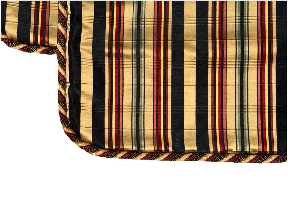 Par de fundas de almohada de seda hechas a medida adornos de cuerda rayas cremallera de lujo dorado negro Foto 2 de 4