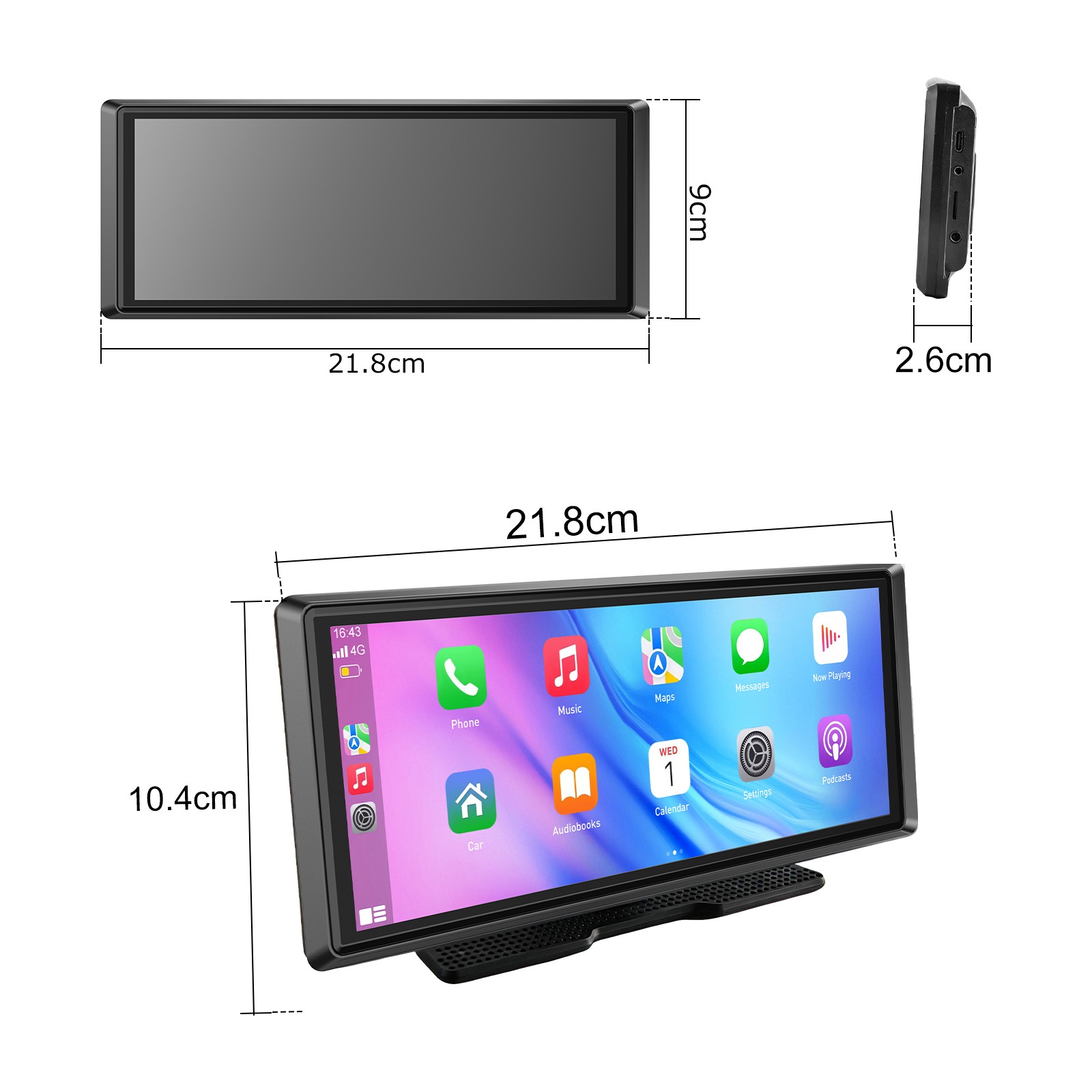 Portable 8.1" Multimedia Car Stereo Radio Carplay/Android Auto Bluetooth WiFi BT