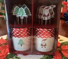 RAE DUNN  Santa /Christmas Tree 12 Piece Set  Baking Candy Nut  Cups