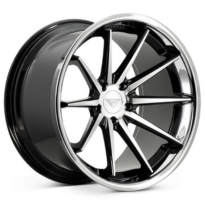 Ferrada Wheels FR4 22x9 Black Machined with Chrome Lip (4pcs) A1