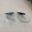3-Piece Pyrex Mixing Bowls Ribbed 3 cups 7401-S 7401-pc With two Lid