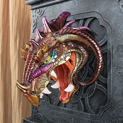 Menacing Monstrous Wall Mounted Iridescent Dragon Head Wall Sculpture  Trophy NEW | eBay