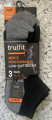 3 Pair Tru Fit Men's Performance Cool Dry / Wicking Action Low-Cut Socks - 10-13