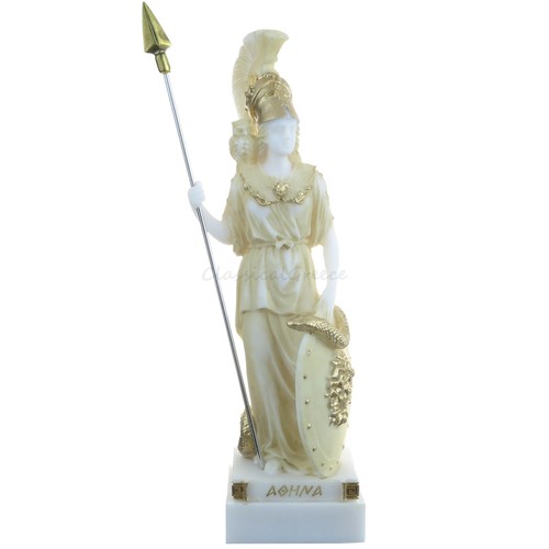 Statue Ancient Greek Goddess Athena Alabaster 10" - 24cm Cast Marble Mythology - Picture 9 of 10
