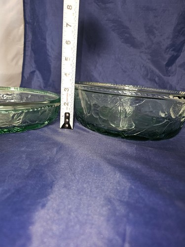 Vintage Libbey Rock Sharpe Orchard Fruit Green Glass Round Casserole 3qt pie lid - Picture 10 of 12