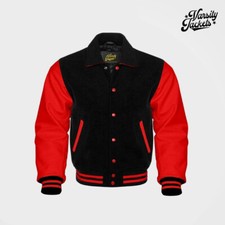 Black body Red Sleeves Premium Varsity Jacket Letterman Baseball College Bomber