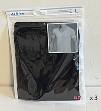 UNIQLO Men's AIRism V-neck T-Shirt short sleeve x 3 Black Excellent texture