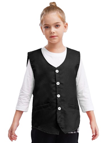 Unisex Kid Volunteer Activity Vest Button Up Waistcoat Uniform Sleeveless Jacket - Picture 27 of 119