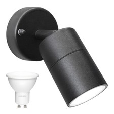LED Stainless Steel or Matt Black Single Outdoor Wall Spot Light Colours 010/042