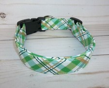 Boy Green Gold Plaid Terri's Dog Collar handmade Spring St. Patrick's Day adjust