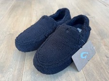 Olukai Nohea Heu Slippers Fuzzy Slip On Black Shoes 20459-4040Women's Size 7 NWT