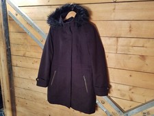 Metaphor Womens Sz L Black Trench Winter Cold Coat Hooded Fur Ruff - Swanky Barn
