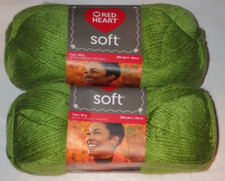 Lot of 2 Skeins, Red Heart Soft Yarn, 5 oz, 256 yds, Worsted Wt. Guacamole
