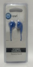 NEW Onn Stereo Earbuds Dynamic Sound Ear Buds Blue Music Audio