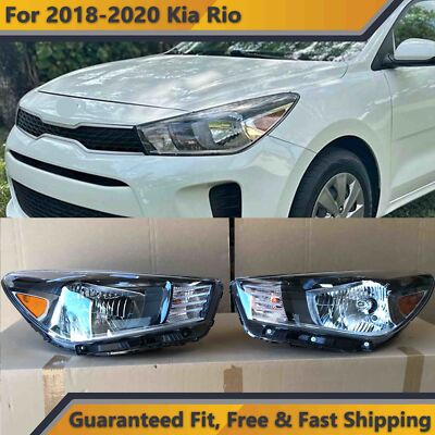 Headlight Replacement for 2018 2019 2020 Kia Rio Halogen Driver Passenger 2pcs