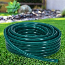 15M-100M Green Garden Hose Pipe Reinforced Braided PVC Watering Hosepipe Reel UK