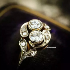 Art Deco Style Round Lab Created Diamond Bezel Set 925 Silver Engagement Ring