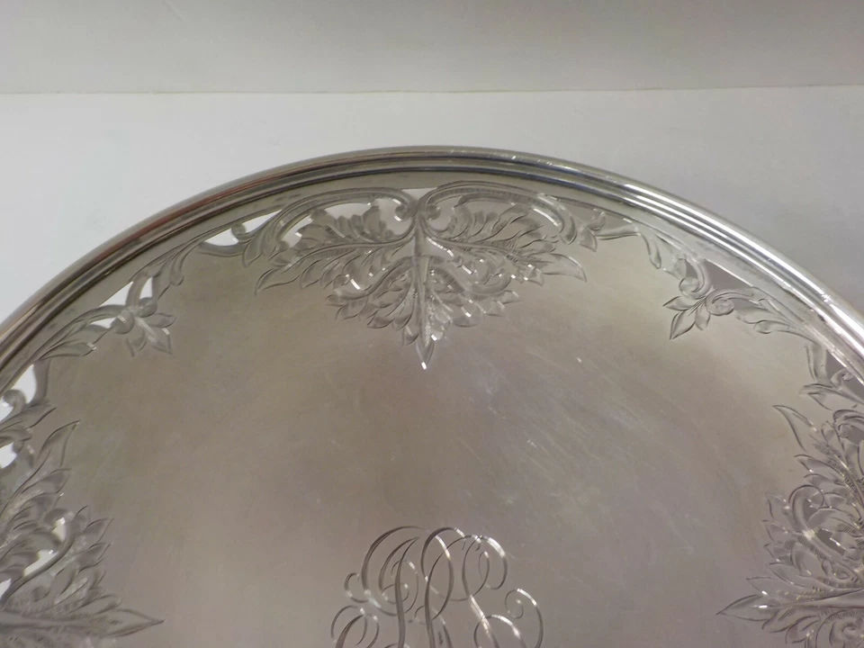 Plato reticulado de plata esterlina Sheperd & Boyd NY de 9,75", #829, 369 gramos Foto 3 de 4