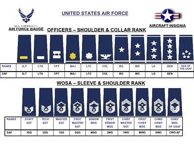 Genuine USA Air Force USAF Rank Slide Epaulettes Male/Female Various 1 ...