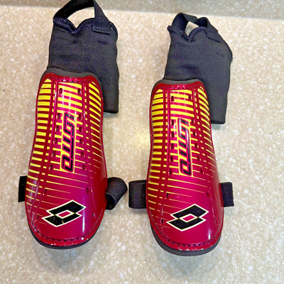 Umbro Lotto Forza II Pink Yellow Soccer Shin Guards Youth Size M (3'11''-4'6'')