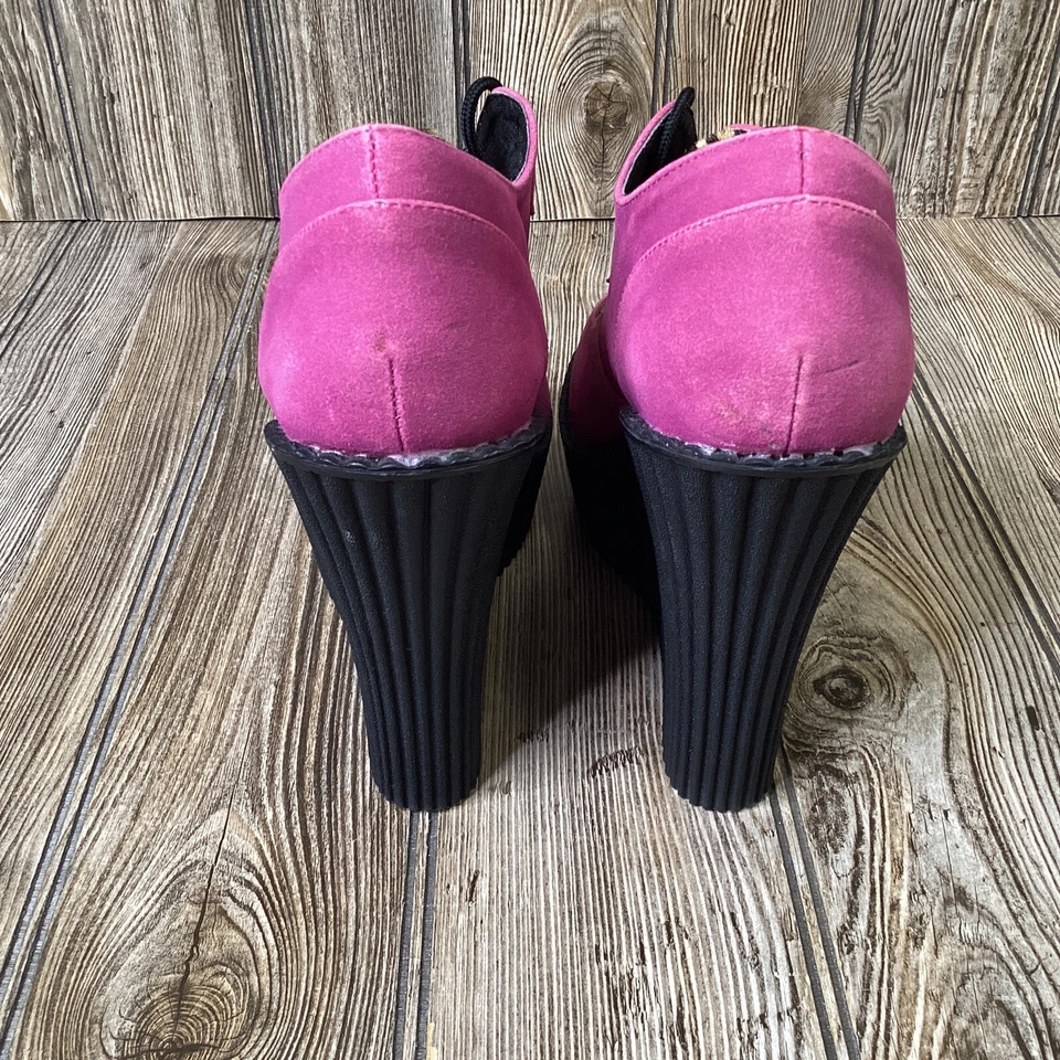 Pleaser Demonia CREEPER-304 Talla 6 Púrpura Leopardo Cuña Plataforma Con Cordones Creeper Foto 3 de 4