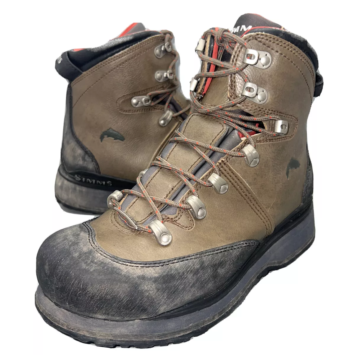 SIMMS Freestone Wading Boots Vibram Sole Brown Black Mens Size 8