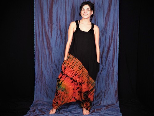 Black Tie Dye Harem Dungarees Hippie Bohemian Baggy Jumpsuit New by Bare Canvas - Picture 78 of 149