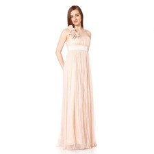 Fever London Ivy Gown Silk Dress Nude UK 16 RRP £175 LN121 KK 08